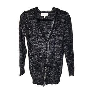 Victoria’s Secret Black Silver Sparkle Cardigan Sweater V-neck Size Medium